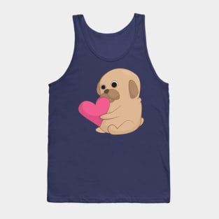 Pug with Heart Tank Top